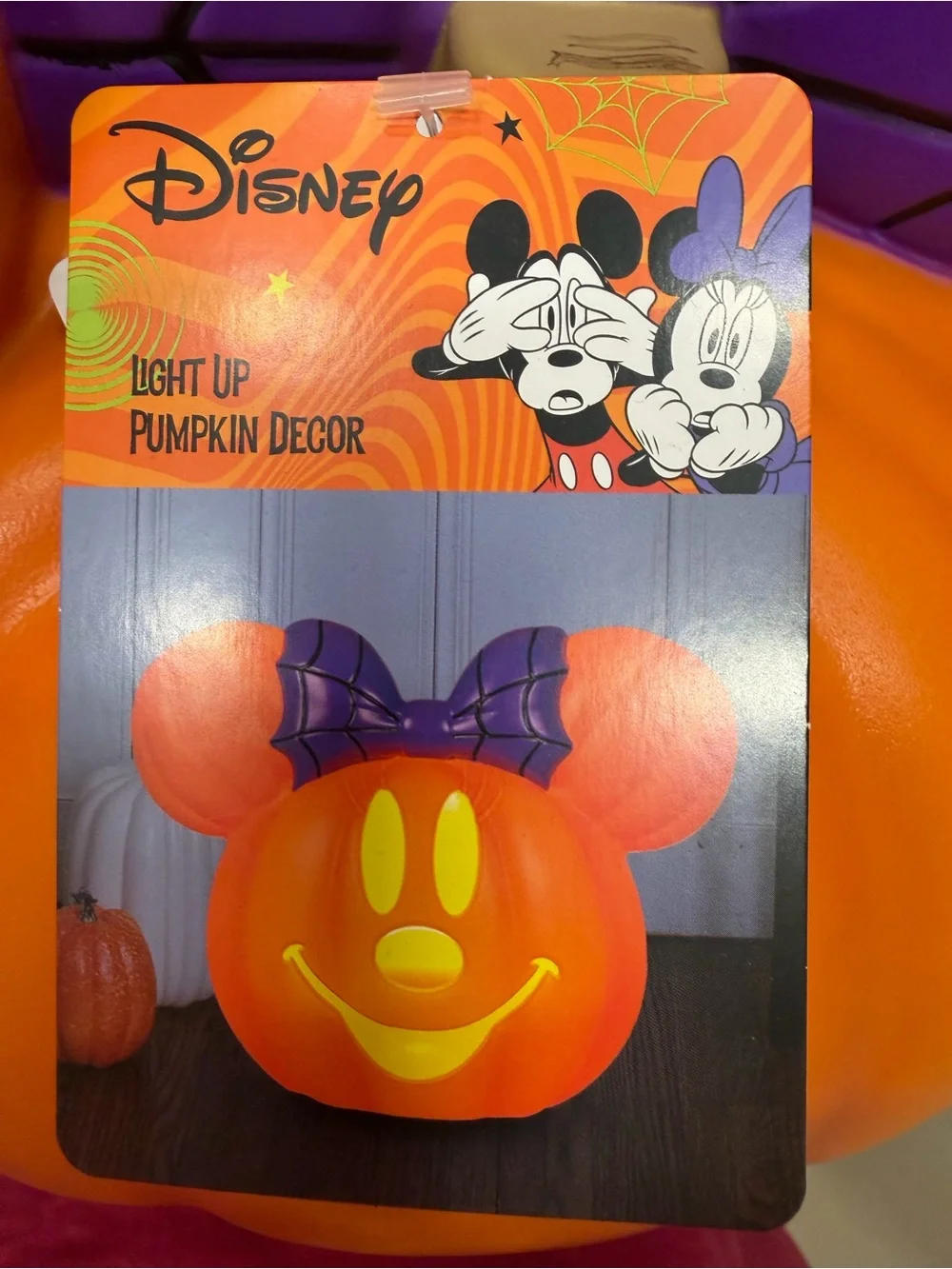Disney Pumpkin with Purple Bow and light
